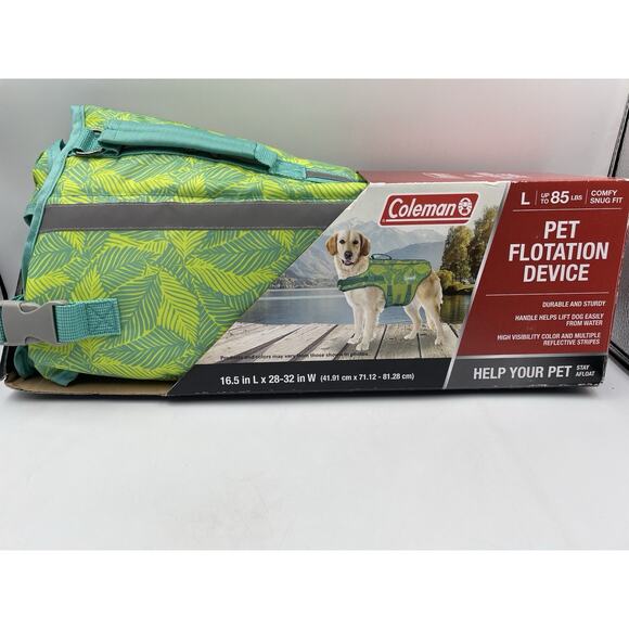 Coleman Dog Flotation Life Vest Jacket Preserver Size Large Up to 85 Pounds NEW - Picture 1 of 9